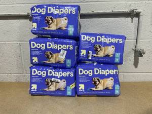 lot 245 image: LOT OF 5 up&up Dog Diapers - 18ct Per Pack - Small 12-19 Waist, 10-35 Lb.