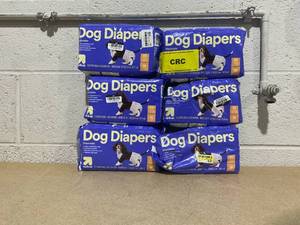 lot 246 image: LOT OF 6 up&up Dog Diapers - 18ct Per Pack - X-Small 10-12 Waist, Up To 10-35 Lb.