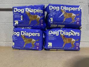 lot 248 image: LOT OF 4 up&up Dog Diapers - 18ct Per Pack - LXL 22-37 Waist, Over 70 Lb.