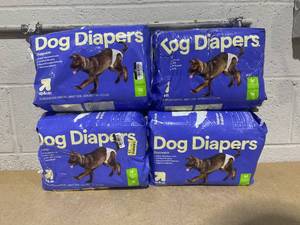 lot 236 image: LOT OF 4 up&up Dog Diapers - 18ct Per Pack - Medium 19-28, Waist 35-70 Lb.