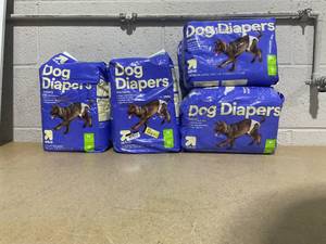 lot 231 image: LOT OF 4 up&up Dog Diapers - 18ct Per Pack - Medium 19-28, Waist 35-70 Lb.