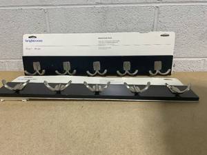 lot 290 image: LOT OF 2 Brightroom Modern Octopus 5 Hooks Rail NickelBlack - Wall Mounted Decorative Hook Racks