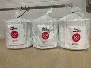 lot 295 image: LOT OF 3 Deal Worthy 9 Coated Paper Plates 300 Count Per Pack