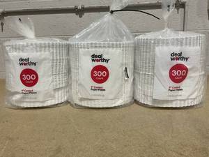 lot 296 image: LOT OF 3 Deal Worthy 9 Coated Paper Plates 300 Count Per Pack
