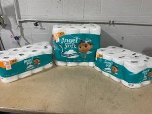 lot 164 image: LOT OF 3 Angel Soft Toilet Paper Soft & Strong (2 Packs Of 16 Mega Rolls & 1 Pack Of 32 Rolls)