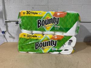 lot 165 image: LOT OF 2 Bounty Full Sheet Paper Towels - 10 Triple Rolls Per Pack