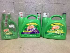 lot 311 image: LOT OF 3 Gain Laundry Detergent (2 In Original Scent 194 fl oz & 46 fl oz, 1 In Moonlight Breeze Scent 194 fl oz)