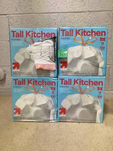 lot 315 image: LOT OF 4 up&up Tall Kitchen Trash Bags (13 Gal, 100 Bags Per Pack)