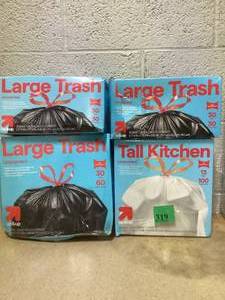 lot 319 image: LOT OF 4 up&up Trash Bags (1) 30 Gal60 Count, (2) 30 Gal30 Count, (1) 13 Gal100 Count