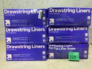 lot 329 image: LOT OF 6 up&up Cat Litter Liners - XL - 15ct - Pet Waste Accessories for All Ages Cats 36inx19in