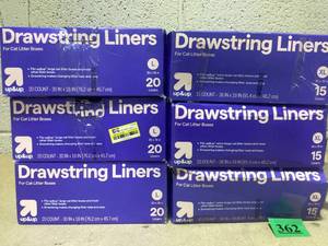 lot 362 image: LOT OF 6 up&up Cat Litter Liners - L - 15ct - Pet Waste Accessories for All Ages Cats 30inx18in