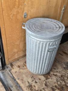 Galvanized Steel Trash Can with Lid - Holes in bottom