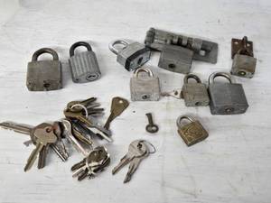 Vintage Padlocks and Keys Collection including SNYDER Padlock and Accessories - No keys tested on locks
