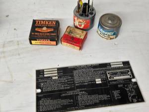 Timken Tapered Roller Bearings and Coleman Gas Mobile Home Furnace Plate with Tools