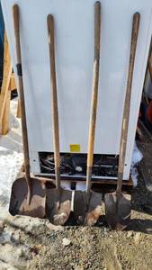 Lot of 4 Shovels with Wooden Handles