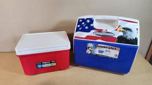 Igloo Coolers, Red and Blue with American Flag Design