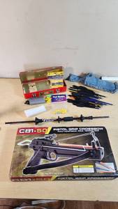 Pistol Grip Crossbow and Blowgun Set including CB1-50 Model, Arrows, Matches, and Accessories