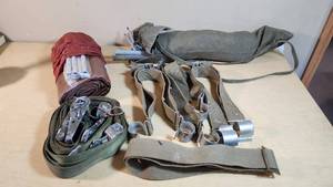 Old Tent or Shelter, Poles, Stakes, and Straps