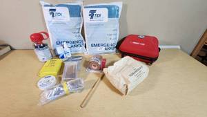 Emergency Preparedness and First Aid Kit including TIDI Products Emergency Blanket, First Aid Kits, Survival Kit and Accessories
