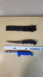 Renegade and Unknown Brand Knives with Sheath and Ruler