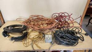 Extension cords, electrical outlet box and cables including Smart Electrician 50 ft 14 Gauge Stay Plugged Cord and others