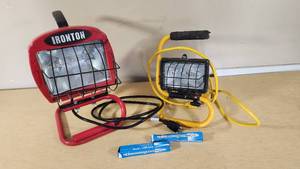 Ironton and Bayco Halogen Work Lights with Replacement Bulbs