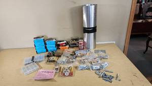 Assorted Hardware and Fasteners Including Electro-Galvanized Roofing Nails, Lag Screws, Hex Bolts, and More