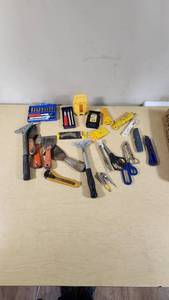 Lot of Hand Tools Including Stanley Scraper, Scissors, Utility Knives, and Putty Knives
