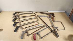 Set of Various Hand Saws and Hacksaws