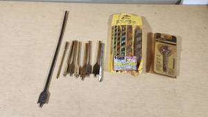 Assorted Drill Bit Set including Black & Decker Forstner Bit, Drill Master Auger Bit Set, and Spade Bits