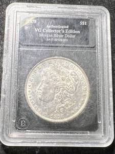 lot 09 image: 1878 US MORGAN SILVER DOLLAR SLABBED VG