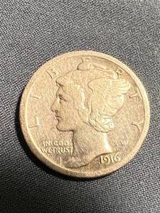 lot 10 image: 1916 US MERCURY DIME