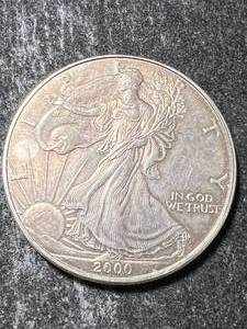 lot 31 image: 2000 AMERICAN SILVER EAGLE 1 TROY OZ .999 FINE SILVER