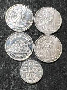 lot 37 image: HALF TROY OZ .999 FINE SILVER FRACTIONAL PIECES