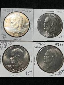 lot 44 image: GROUP OF 4 US EISENHOWER DOLLARS