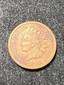 lot 65 image: 1890 US INDIAN HEAD CENT