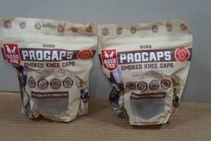 lot 165 image: 2 Bags Boss Dog Procaps Smoked Knee Caps - 2 Caps Each