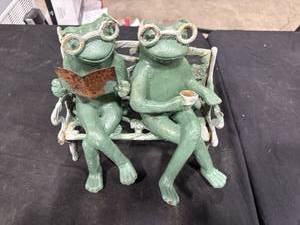 lot 1870 image: Cast Iron Frog Garden Statue