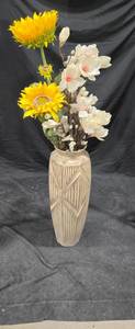 lot 1901 image: Ceramic Floor Vase with Artificial Flowers