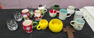 lot 2006 image: Assorted Mugs, Tumblers & Cross