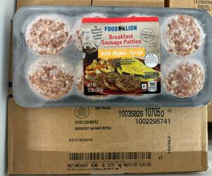 lot 172 image: B. 8x12oz Food Lion Breakfast Sausage Patties wmaple Syrup