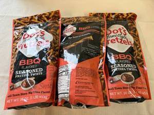 lot 7 image: MM. 3x 16oz Dots Pretzels-BBQ
