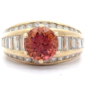 lot 6 image: 4.02 Carat Natural Peach Tourmaline & Natural Diamond Channel Ring in 14k Gold $10,200 Retail