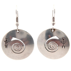 lot 43 image: Native American Dancing Figure Spiral Drop Earrings