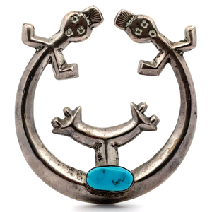 lot 38 image: Native American Navajo Southwestern Turquoise Dancing Figure Pendant