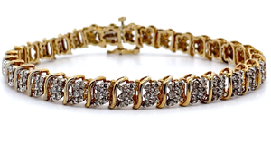 lot 19 image: Estate 3 Carat Natural Diamond S-Bar Link Tennis Bracelet in Yellow Gold