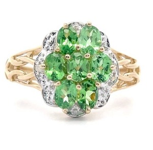 lot 21A image: 1.32 Carat Tsavorite & Diamond Estate Ring in 10K Yellow Gold $1,450 Retail