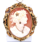 Large! Antique 1870's Original Victorian Cameo Brooch/Pendant w/ Handmade Border in 14k Gold (27.44 Grams); $9,000 Retail *VIDEO*