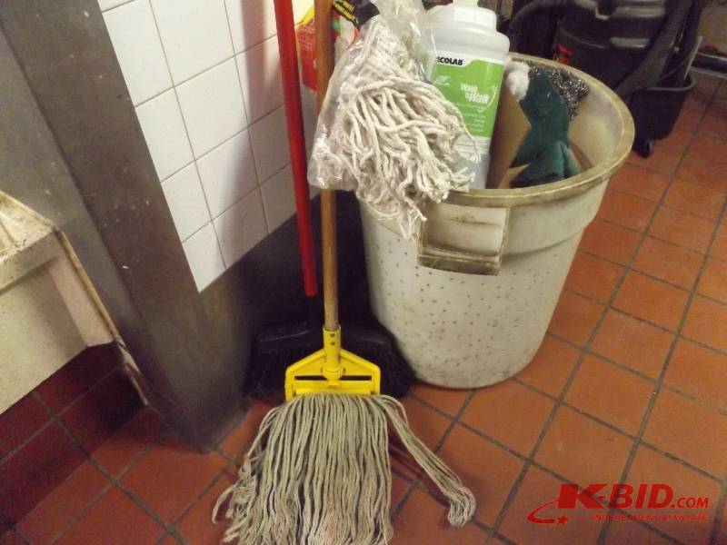 Mop, Broom, Garbage Can