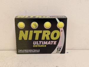 lot 73 image: NEW NITRO ULTIMATE DISTANCE YELLOW GOLF BALLS 12PK